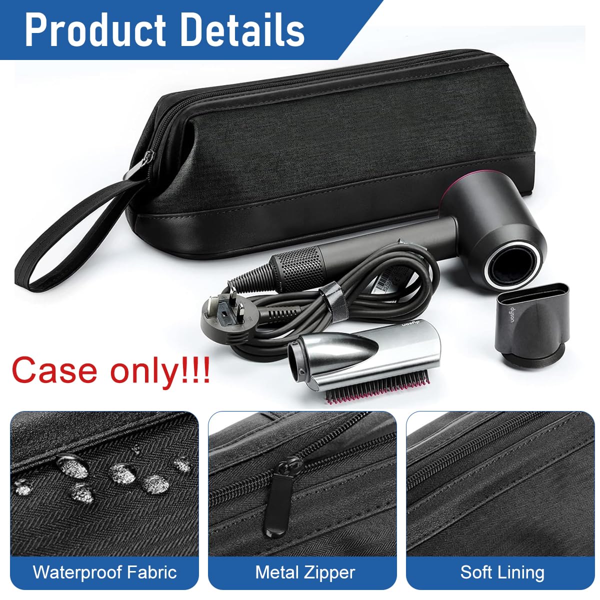 MAYCREATE Hair Tools Travel Bag for Dyson Airwrap with 40x19x16cm Spacious Design | Black 2PCS Organizer