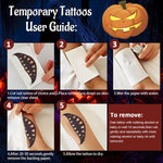 MAYCREATE® 10 Sheet Halloween Temporary Tattoo for Women Men 3D Realistic Face Tattoo Sticker Waterproof Vampire Cosplay Makeup Horror Smile Mouth Tattoo Sticker