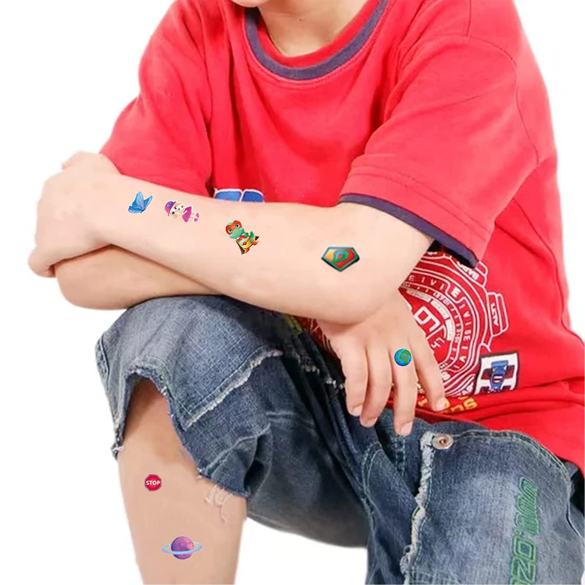 MAYCREATE Temporary Tattoo Stickers for Party Decoration with 18 Sheets Waterproof Design | Fun Cartoon Themes for Kids and Adults