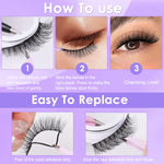 MAYCREATE Self Adhesive Eyelashes for Natural Cat Eye Look with Invisible Band | 5 Pair Reusable Faux Mink