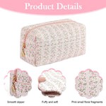 MAYCREATE Makeup Organizer Bag for Travel with Soft Cloth Build and Zipper Closure | Pink Floral 20.5x9x9.5cm Set