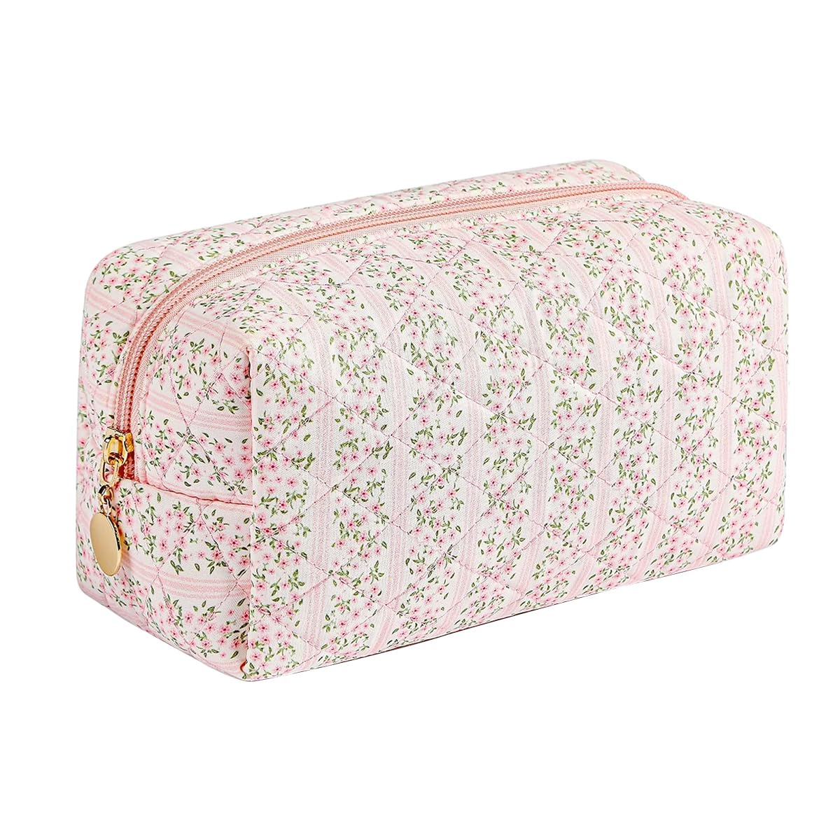 MAYCREATE Makeup Organizer Bag for Travel with Soft Zipper Closure, 20.5x9x9.5cm Pink Floral Pouch | Ideal Gift for Women