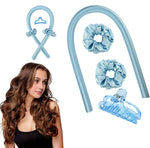 MAYCREATE® Heatless Curling Rod Headband,No Heat Curls Silk Ribbon Hair Rollers Sleeping Soft Headband Wave Formers Hair Curlers DIY Hair Styling Tools for Long Medium Hair (Blue)