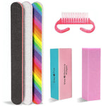 MAYCREATE Nail Files Set for Home and Salon Use with 3 Double Sided 100/180 Grit Tools | Includes 4 Step Buffer Block and Mini Nail Brush