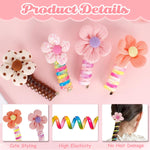 MAYCREATE® 4pcs Spiral Hair Ties for Girls Kids Cute Flower Braids Telephone Wire Hair Band for Kids Elastic Hair Tie Ponytail Holder Maker Hair Accessories for Girls Children Gift