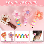 MAYCREATE Spiral Hair Ties for Girls featuring 6.7cm Spring Wire | Set of 4 Cute Ponytail Holders