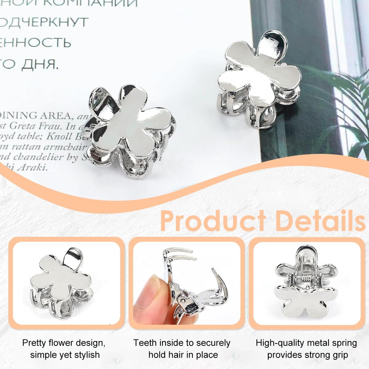 MAYCREATE Claw Clips for Women with Strong Grip Teeth featuring 16 Silver Metal Designs | Y2K Hair Accessories