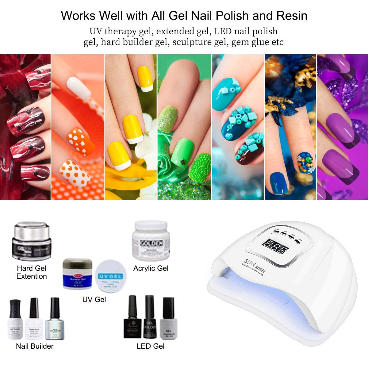 MAYCREATE® LED UV Nail Polish Dryer Machine,150W Professional Polish Nail Dryer Light with 5 Timer Setting, Automatic Sensor Nail Curing Nail Art Lamp Manicure Pedicure Tool