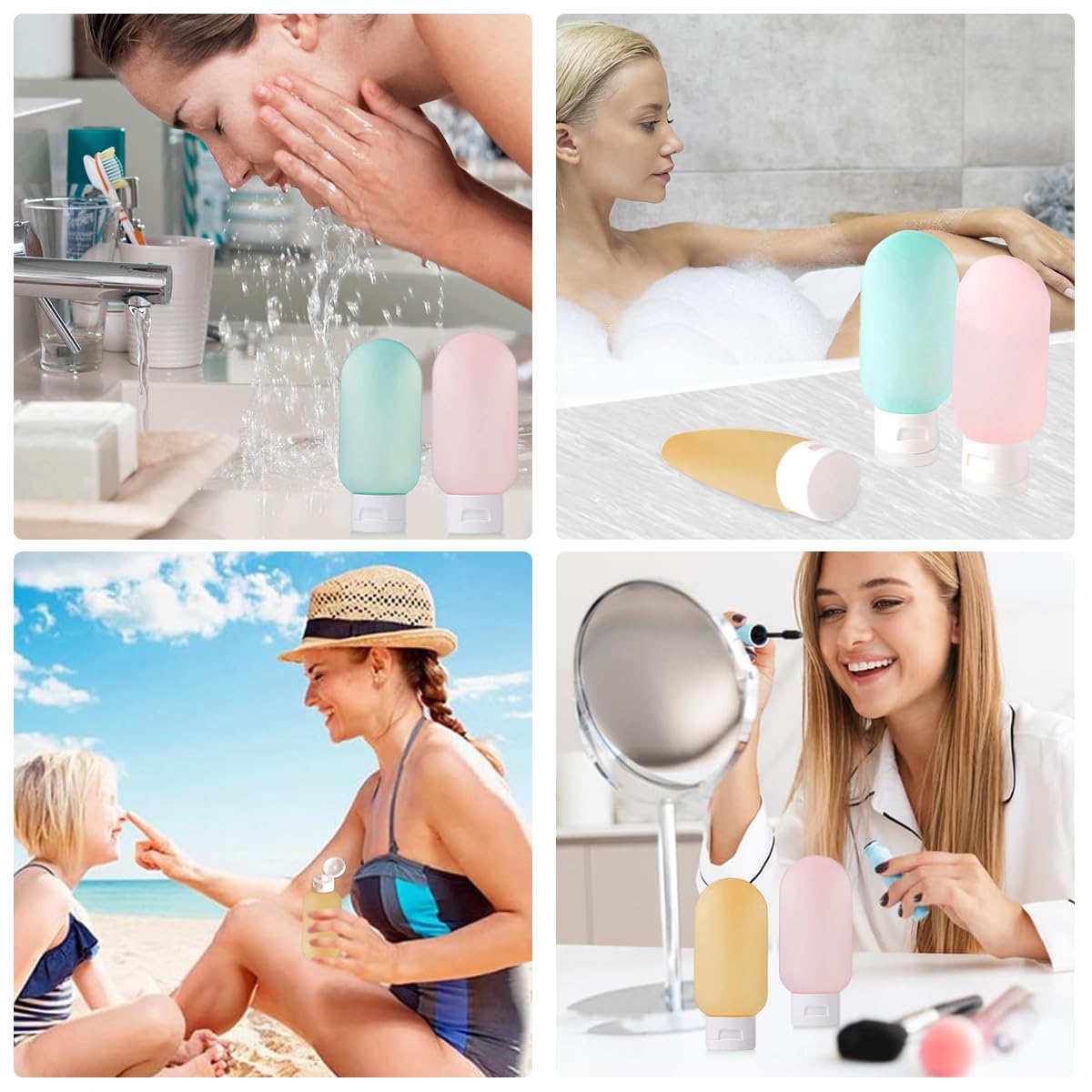 MAYCREATE Travel Bottles for Toiletries 9PCS Set 60ml Leakproof Squeeze Containers BPA-Free for Shampoo and Lotion