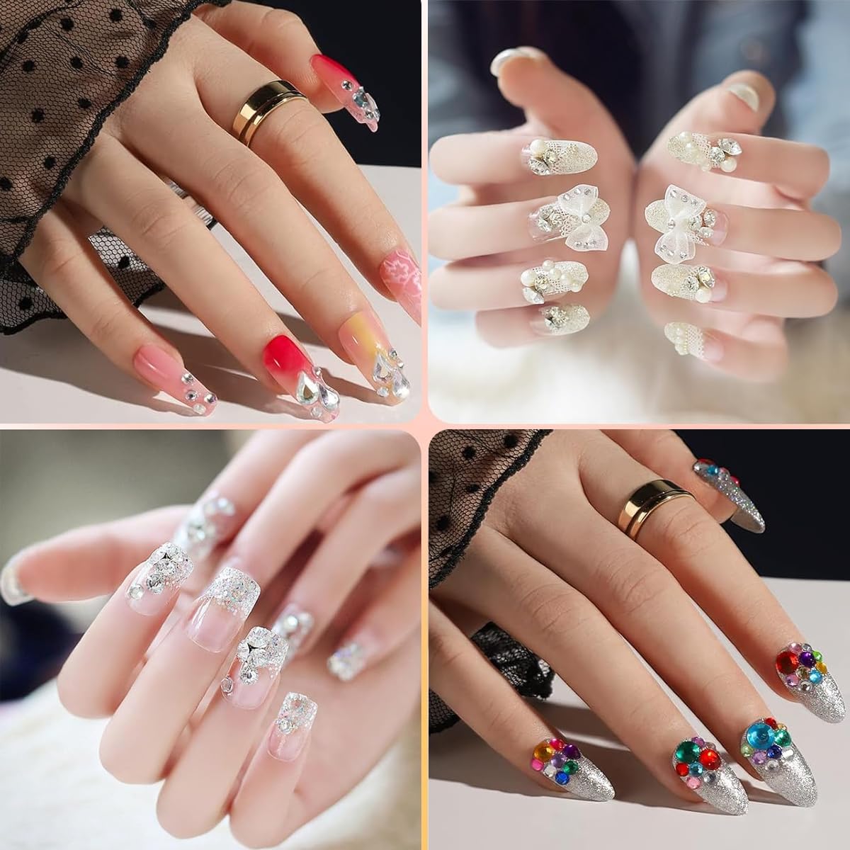 MAYCREATE Face Gems Rhinestones Stickers Kit for Makeup and DIY Crafts with Tweezer | 4 Sheet Self Adhesive Acrylic Jewels for Festival Nails Hair and Clothes