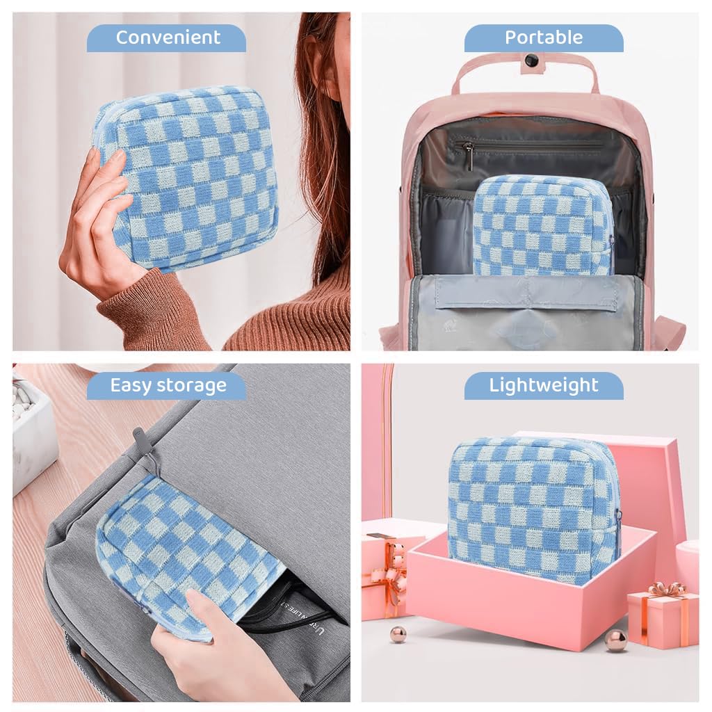 MAYCREATE Sanitary Pad Pouch for Travel and Everyday Use featuring 4pcs 5.5in Checked Design