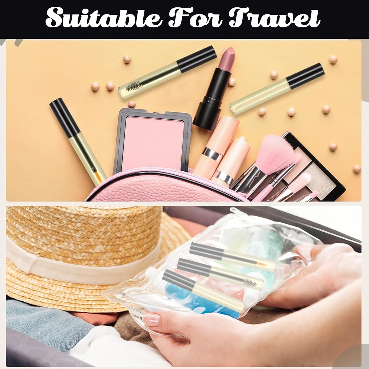 MAYCREATE Empty Mascara Tube Set for Travel with Funnels and Rubber Inserts | 3Pcs 10ml PETG Containers