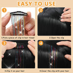 MAYCREATE® 6pcs Hair Tinsel Extensions, Brown Glitter Tinsel Strands, 20.5 inch Clip-on Shiny Tinsel Hair Extension, Heat Resistant Fairy Hair Glitter Kit for Women Girls Halloween Cosplay Party