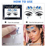 MAYCREATE Face Gems for Festival and Rave Makeup featuring Rhinestone Stickers Blue 2PCS