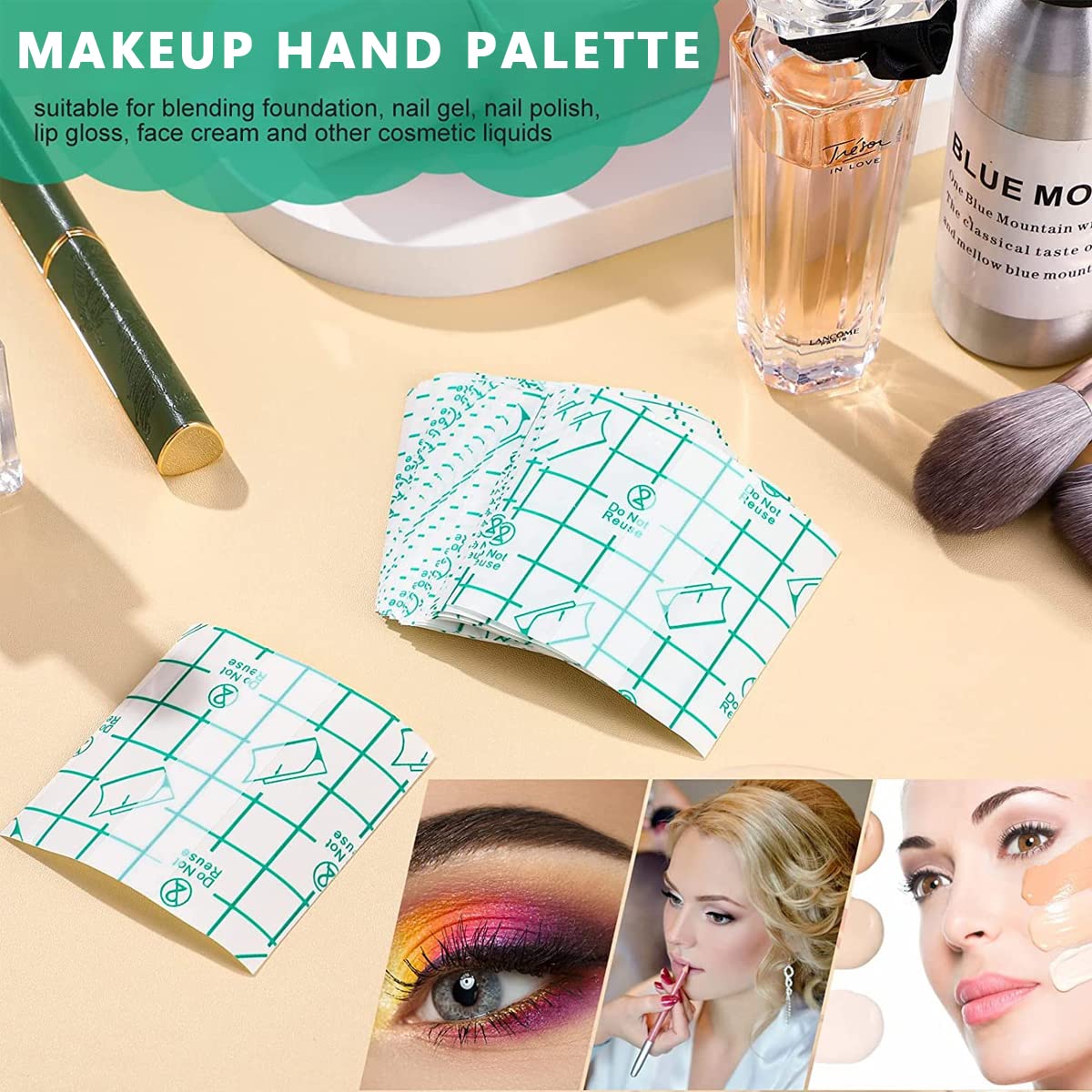 MAYCREATE Hand Palette for Makeup Artists with 100pcs 2.4in Self Adhesive Waterproof PU Film