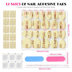 MAYCREATE® 10 Sheets Double Side Nail Adhesive Tabs, Nail Glue For Press On Nails with Nail File and Nail Sticks, Press on Nails Sticky Tabs Nail Glue Sticker