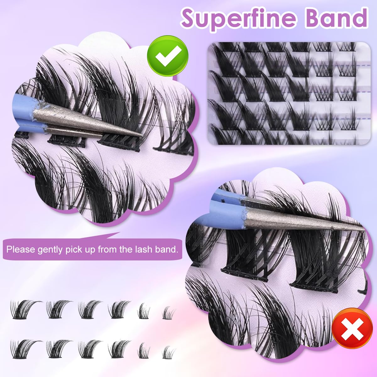 MAYCREATE Cat Eyelash Clusters for DIY Makeup with Fluffy Winged Style and 14 Rolls Supply