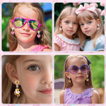 MAYCREATE Clip On Earrings for Girls featuring 6 Pairs Resin Unicorn Heart Designs | Non Pierced Jewelry Set