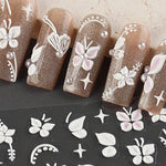 MAYCREATE 5D Embossed White Flowers Nail Stickers for Manicure with Self Adhesive Design | 5Pcs Acrylic Floral Decals