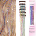 MAYCREATE 6pcs Hair Tinsel Hair Extensions for Women Girls, Glitter 20'' Clip-in Fairy Hair Tinsels Highlight Sparkling Tinsel Clips for Party, Festival (Colorful)