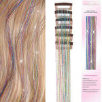 MAYCREATE Hair Tinsel Hair Extensions for Party and Daily Wear featuring Clip-in Design 6pcs 20.5in | Colorful Glitter Strands for Women and Girls