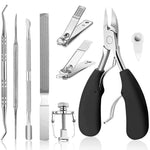 MAYCREATE Ingrown Toenail Clippers for Thick Nails with Ergonomic Handle featuring 9PCS Stainless Steel Tools | for Men and Seniors Pedicure Care