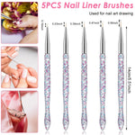 MAYCREATE Nail Art Tools Kit for Nail Design with Dual Head Dotting Tools & Liner Pens Set of 10