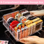MAYCREATE Makeup Organizer for Vanity with 8 Section Dividers and Clear Acrylic Design | 23.5 x 24.5 x 7 cm Countertop Storage