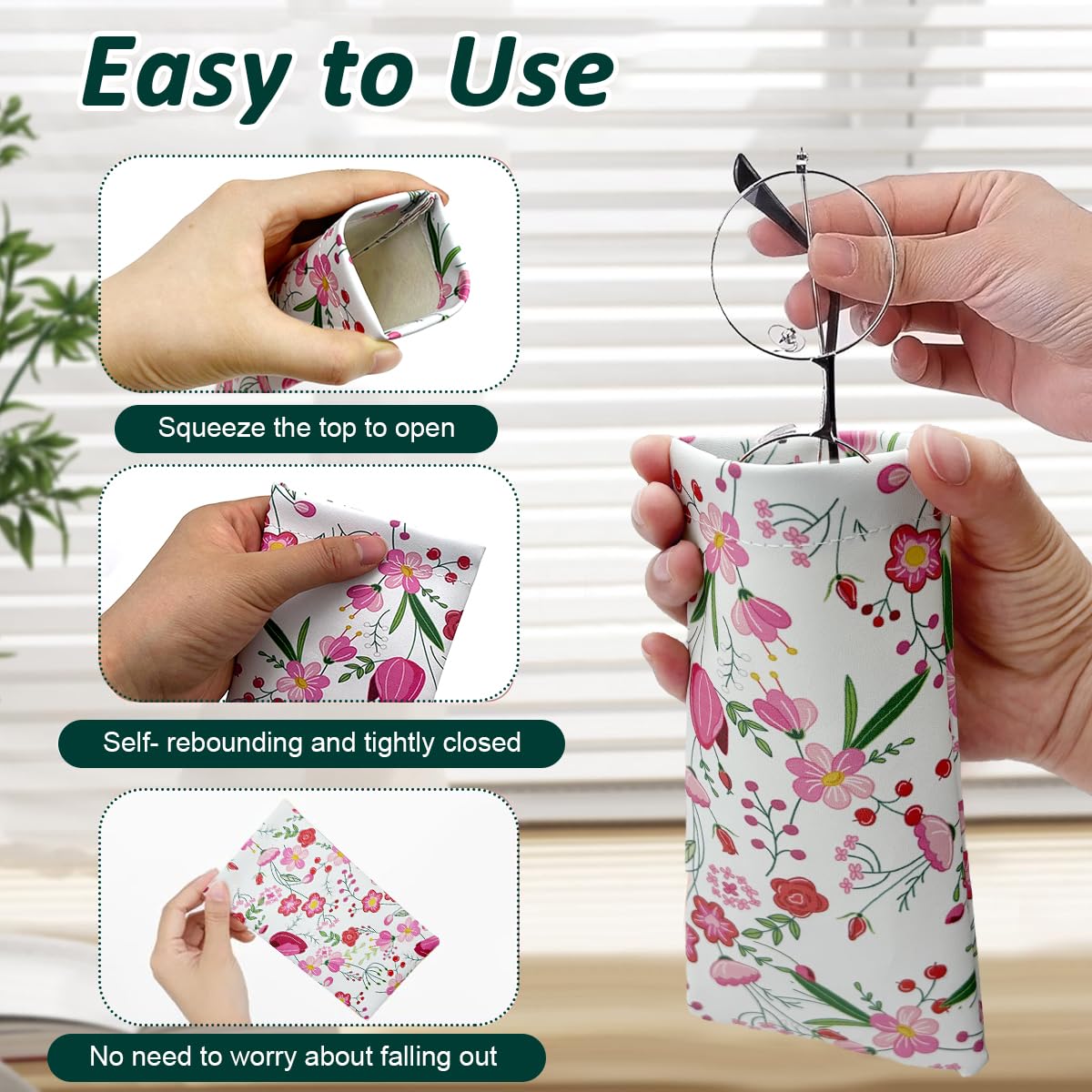 MAYCREATE Sunglasses Pouch 9PCS for Women with Waterproof PU Material | Eyeglass and Coin Storage