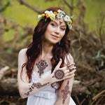 MAYCREATE Henna Temporary Tattoo Stickers for Women featuring 8 Sheets Waterproof Brown Designs | Safe Non Toxic Body Art for Festivals and Parties