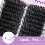 MAYCREATE Lash Clusters for DIY Lash Extensions featuring 404 pcs Mixed Types and 70 Spike Fan | Wispy Natural Look