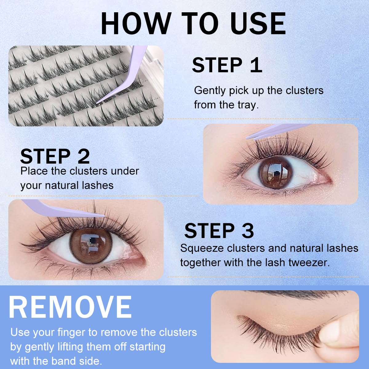 MAYCREATE Lashes Cluster for DIY Lash Extension with 100 pcs 3D C Curl Fibers | Wispy False Eyelashes