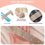MAYCREATE Rhinestone Ribbon for DIY Crafts and Gift Wrapping with Self Adhesive Backing | 1 Yard Rose Gold