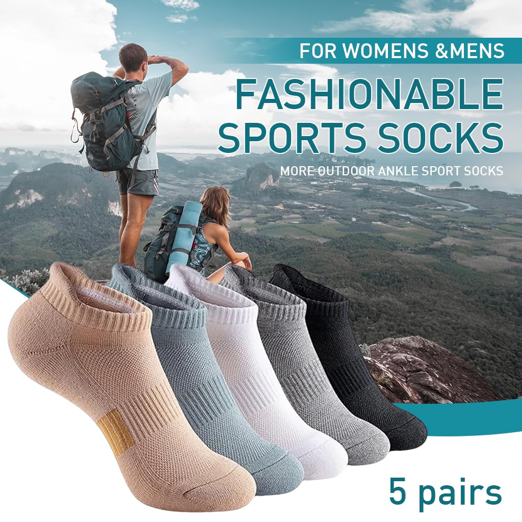 MAYCREATE® 5 Pairs Sport Socks Unisex Mix Color Ankle Socks Summer Breathable Polyester Cotton Socks Fashion Sport Socks