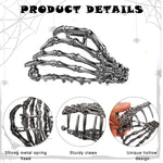 MAYCREATE Gothic Hair Claw Clips for Halloween with Metal Alloy Skeleton Hand Set of 3 | Punk Style Accessories