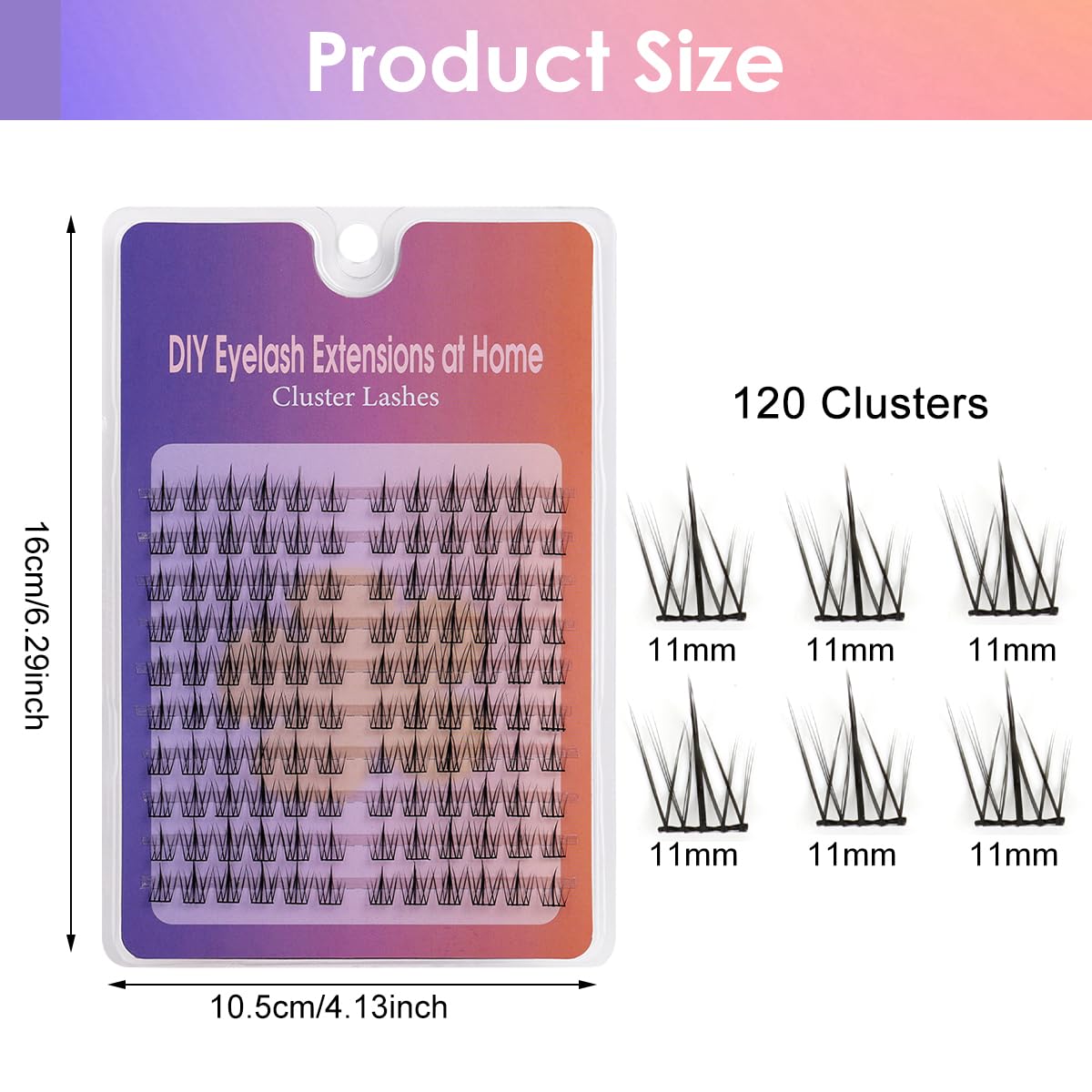 MAYCREATE False Eyelash Extension Kit for Daily or Party Makeup with 10 Sets 11mm Clusters