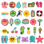 MAYCREATE® 30Pcs Fashion Cartoon Clog Shoe Charms, Summer Vibe DIY Shoe Charms for Crocs, Assorted PVC Soft Rubber Cartoon Slipper Decorations
