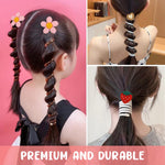 MAYCREATE 4Pcs Telephone Wire Hair Band for Girls Kids Hair Accessories for Girls braided Spiral Cute Flower Hair Ties Elastic Ponytail Maker Hairband Gift for Women, Girls