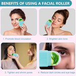 MAYCREATE Ice Face Roller for Massage and Edema Relief with Anti Leak Silicone Mold 13×6.5×5.5cm | Reusable Skincare Tool for Women
