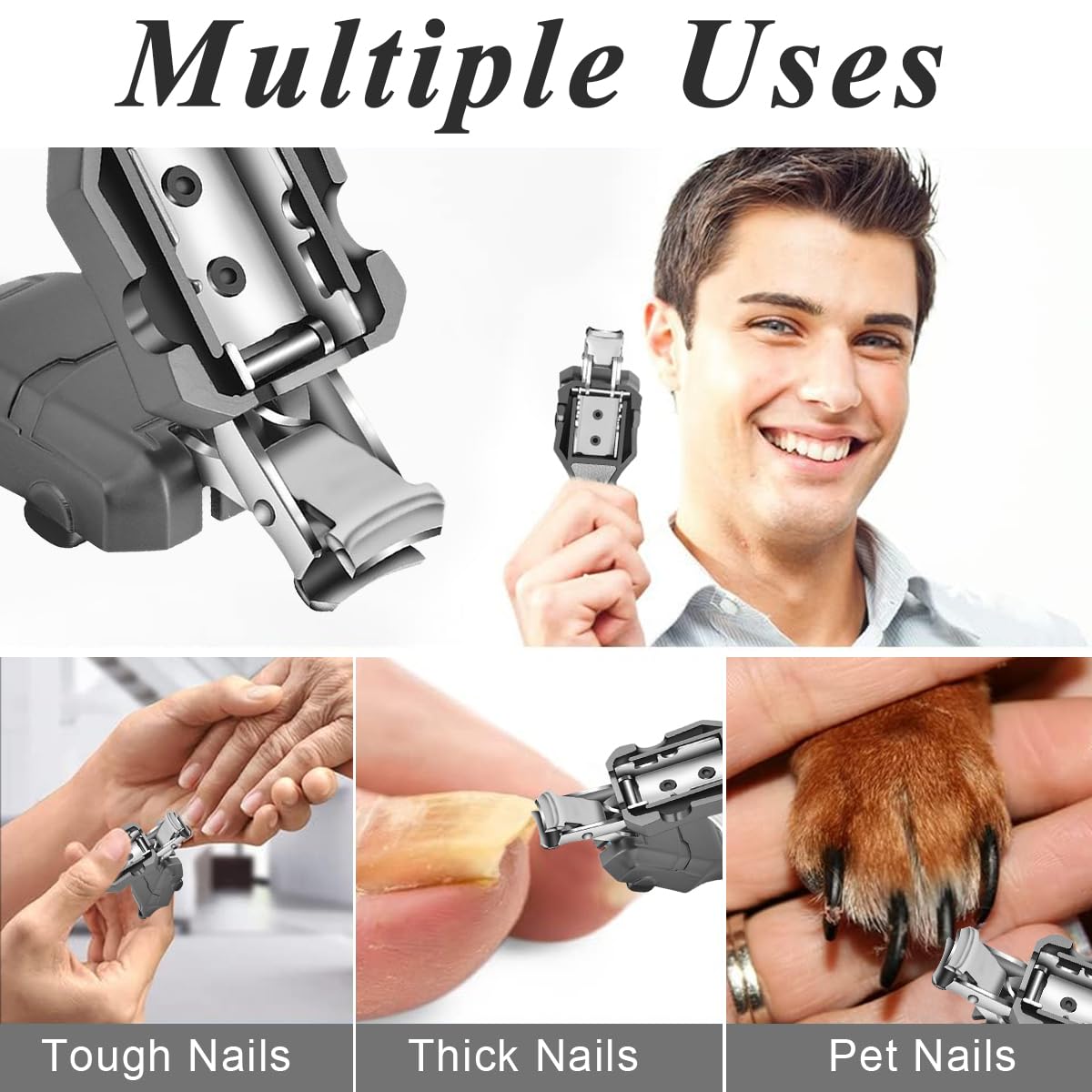 MAYCREATE Nail Cutter for Thick Nails with Foldable 4cm Keychain | Stainless Steel Trimmer