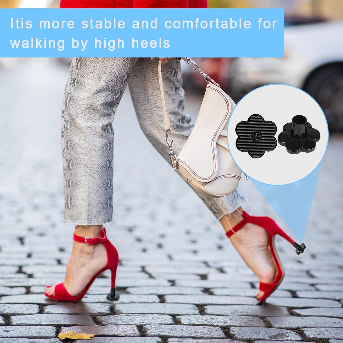 MAYCREATE® 4 Pairs Heel Cover for Women 4 Sizes Floral-shaped Flat Bottom Protective Heel Caps, High Heel Protectors Heel Stopper for Walking on Grass and Uneven Floor