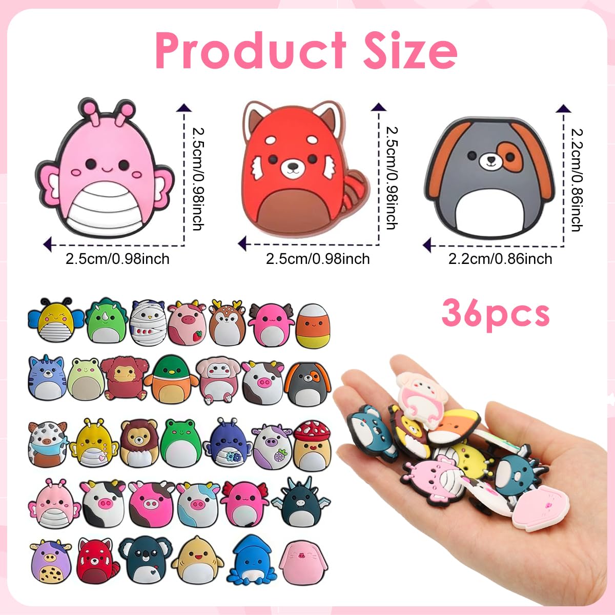 MAYCREATE Shoe Charms for Kids and Adults featuring 36 pcs easy snap PVC designs | Fun Gifts
