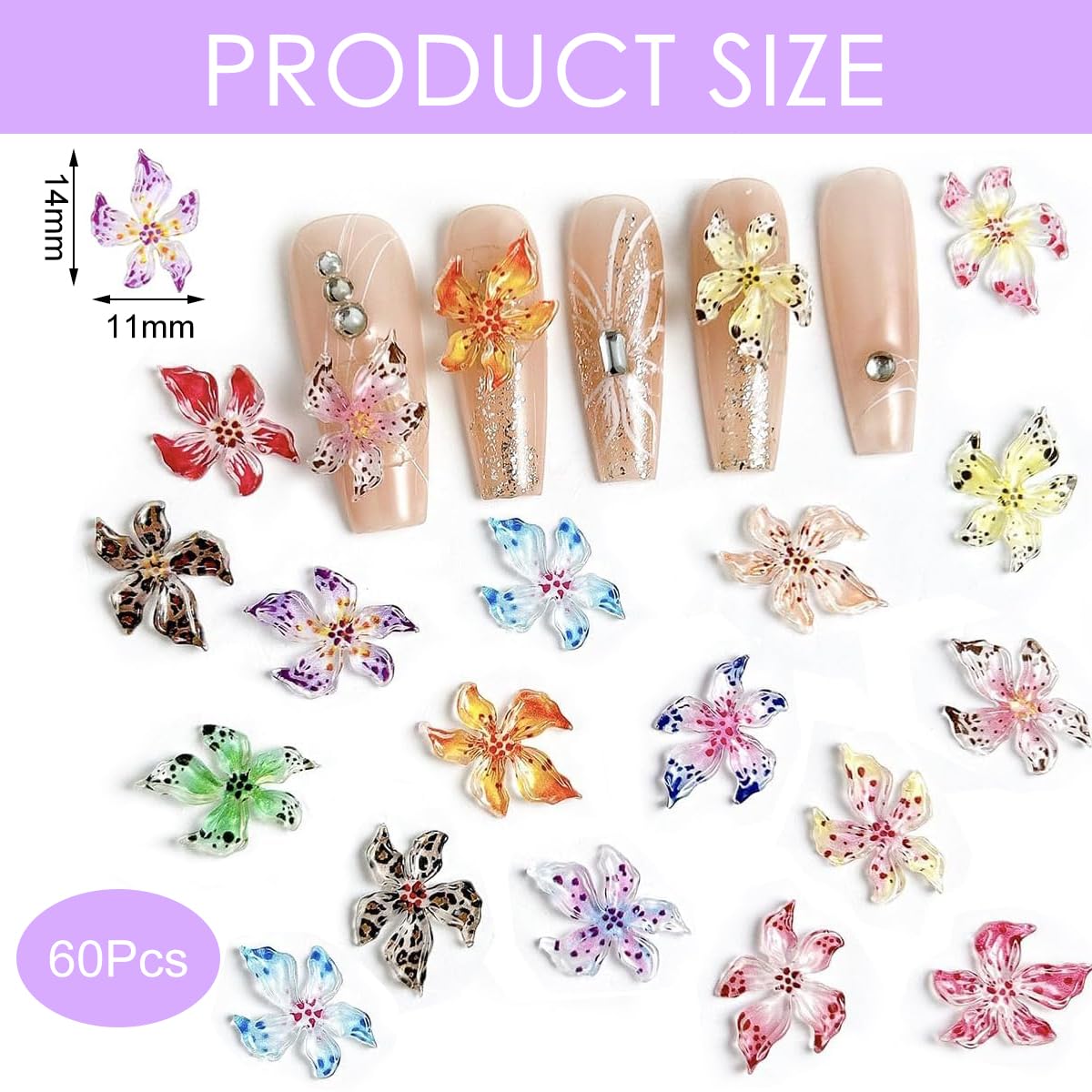 MAYCREATE Nail Charms for DIY Nail Art featuring 24PCS 3D Alloy Hearts Stars & Bows | Reusable Rhinestone Decorations