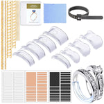 MAYCREATE Ring Size Adjuster for Loose Rings with 4pcs 10cm Spiral Cord and EVA Regulators | Includes 8 Transparent Clips and Measuring Tool