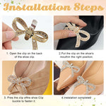 MAYCREATE Shoe Charms for High Heels featuring Detachable Clip On Bow Design in Gold | 2Pcs