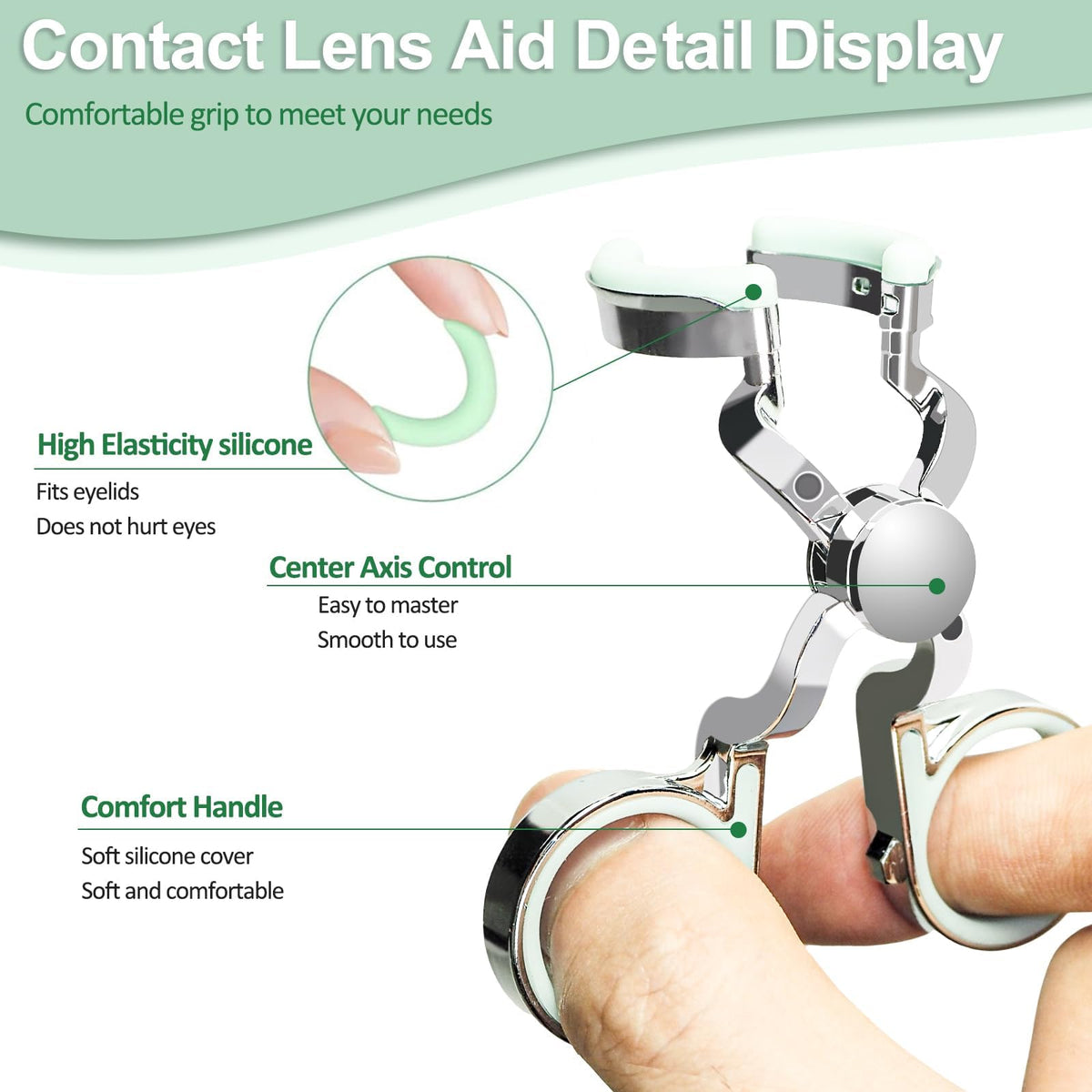 MAYCREATE Contact Lens Remover Tool for Travel with Silicone Strips and ABS Material | Hygienic Eye Support