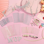 MAYCREATE 2000pcs Pearl Stickers Rhinestones Face Gems Self-adhesive Hair Gems Jewels Faux Pearls Assorted Sizes Stone Sticker for Face Makeup, DIY Crafting, Home Decor, Embellishments