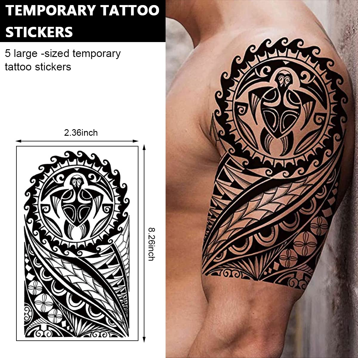 MAYCREATE Temporary Tattoo Stickers for Men with 35 Sheets Waterproof & Beast Designs | DIY Body Art