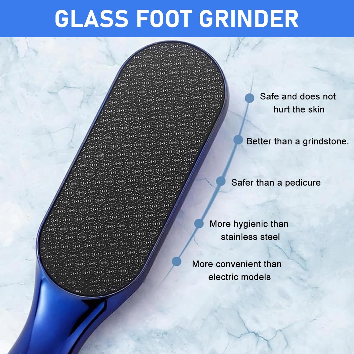 MAYCREATE Foot File for Callus Removal with Ergonomic Long Handle and Nanoglass Surface | Gentle Exfoliation for Smooth Feet