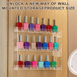 MAYCREATE Wall Mount Nail Polish Organizer for Makeup and Beauty Storage featuring 3 Tiers Clear Acrylic Design | No Drill Space Saver